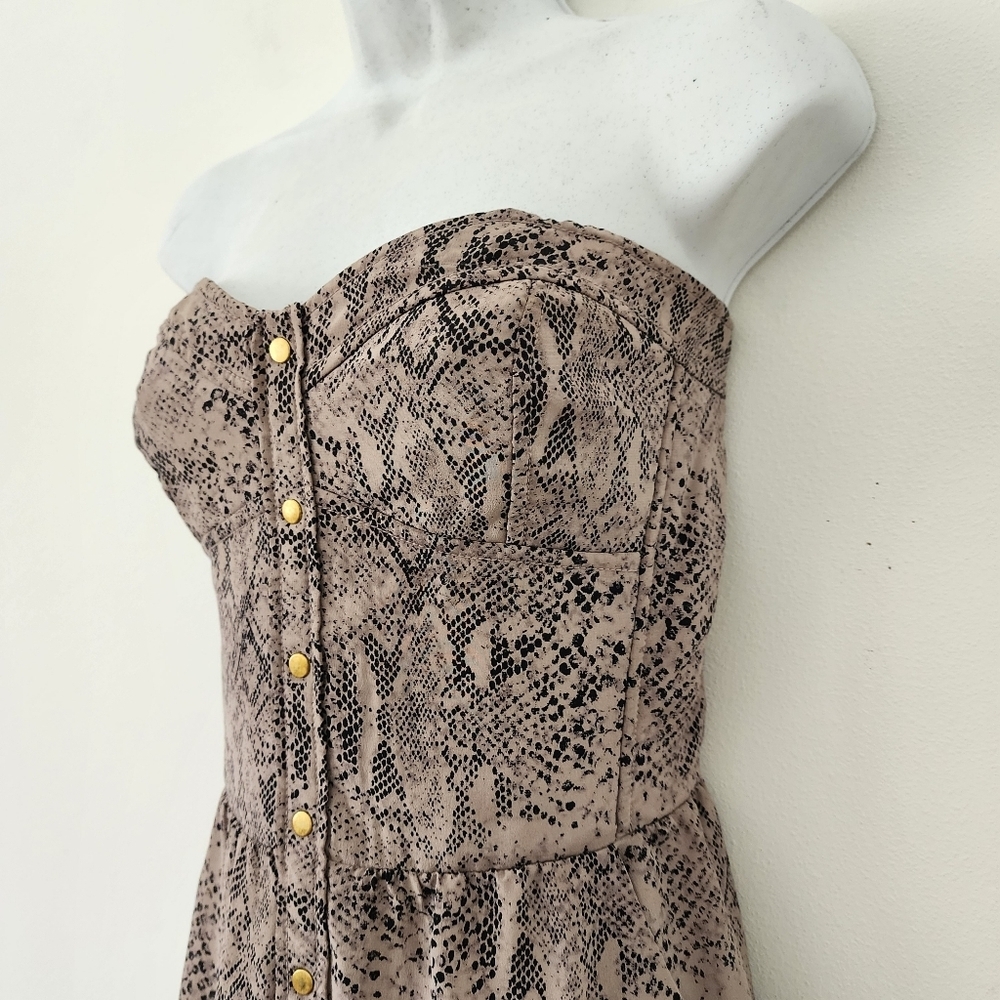 Rebecca Taylor Silk Python Print Strapless Sheath… - image 6